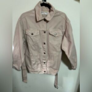 Zara Pink Jean Jacket Oversized Sz Med